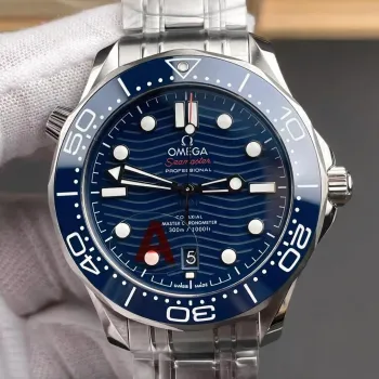 Omega Seamaster 210.30.42.20.03.001 Replica - Blauwe Wijzerplaat Geribbelde Lunette