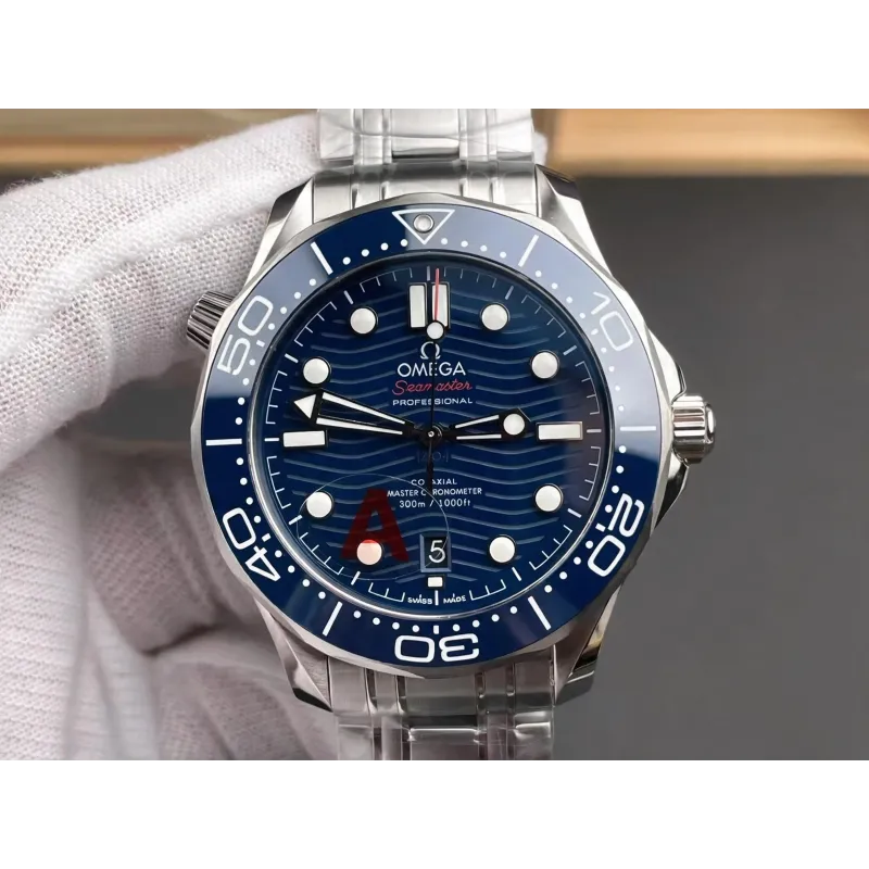 Omega Seamaster 210.30.42.20.03.001 Replica - Blauwe Wijzerplaat Geribbelde Lunette