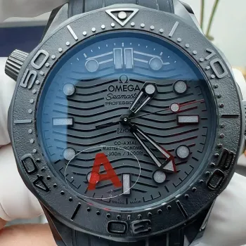 Omega Seamaster 210.92.44.20.01.003 Replica - Zwarte Wijzerplaat Geribbelde Lunette