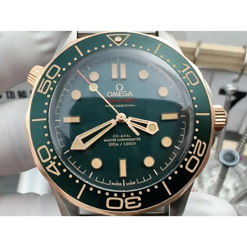Omega Seamaster 210.92.42.20.10.001 Replica - Groene Wijzerplaat Geribbelde Lunette