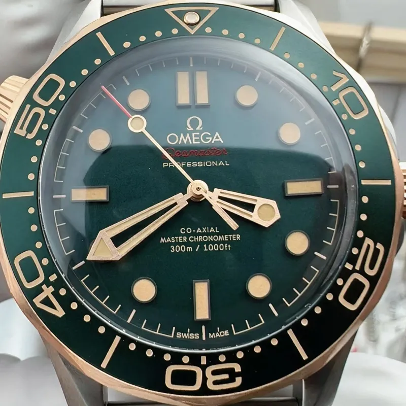 Omega Seamaster 210.92.42.20.10.001 Replica - Groene Wijzerplaat Geribbelde Lunette