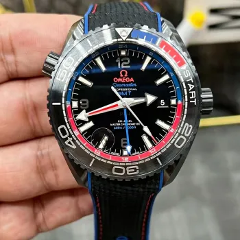 Omega Seamaster 215.92.46.22.01.004 Replica - Zwarte Wijzerplaat Geribbelde Lunette