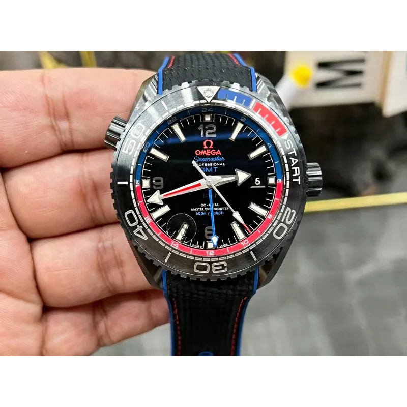 Omega Seamaster 215.92.46.22.01.004 Replica - Zwarte Wijzerplaat Geribbelde Lunette