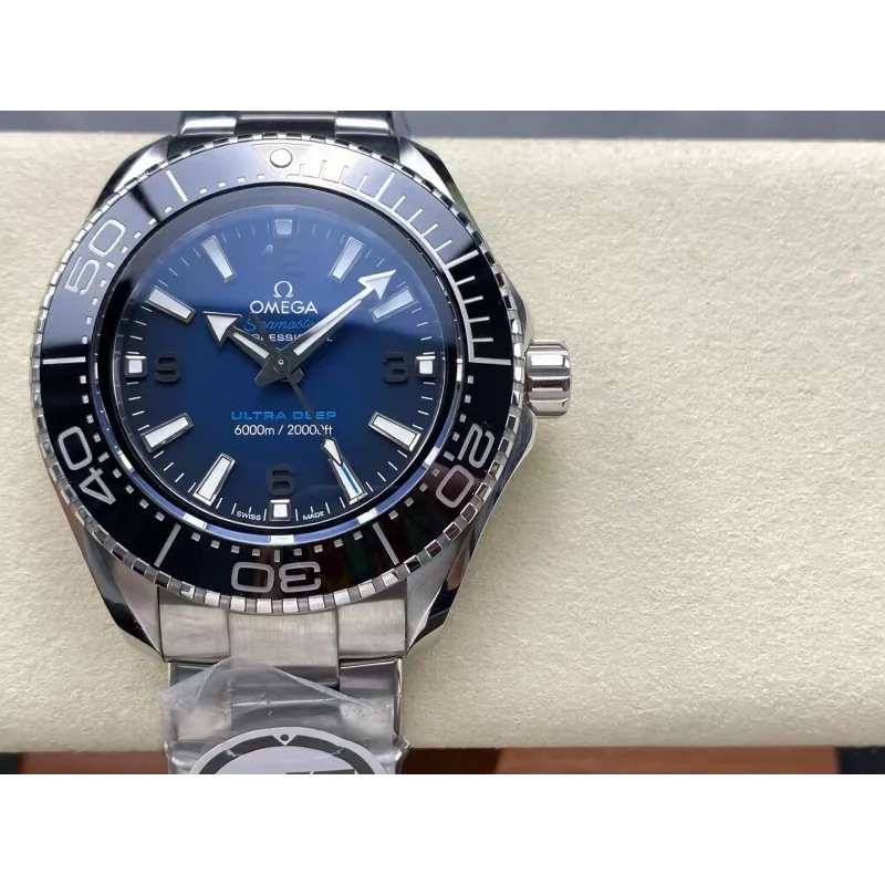 Omega Seamaster 215.30.46.21.03.001 Replica - Blauwe Wijzerplaat Geribbelde Lunette