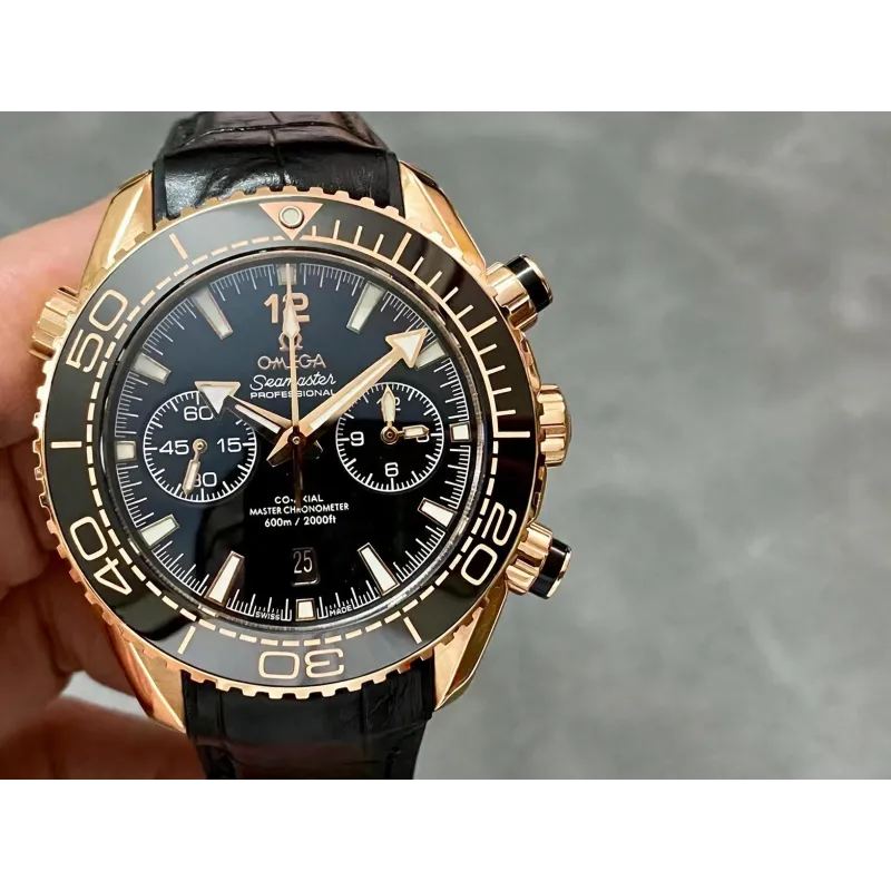 Omega Seamaster Planet Ocean 600M 215.63.46.51.01.001 Replica - Zwarte Wijzerplaat Leren Band