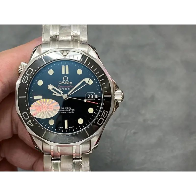 Omega Seamaster 212.30.41.20.01.003 Replica - Zwarte Wijzerplaat Geribbelde Lunette