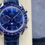 Omega Speedmaster Moonwatch 304.33.44.52.03.001 Replica - Blauwe Wijzerplaat Leren Band