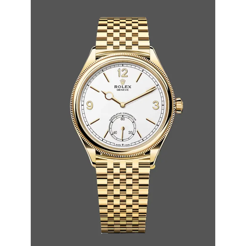 Rolex Perpetual 1908 52508 Replica - Witte Wijzerplaat Geribbelde Lunette