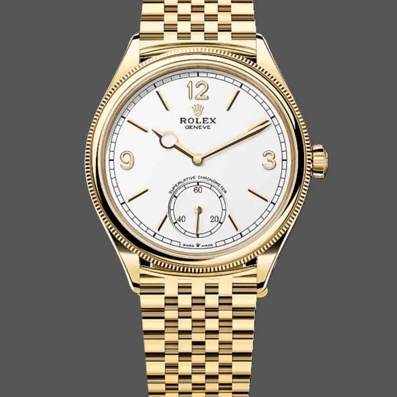Rolex Perpetual 1908 52508 Replica - Witte Wijzerplaat Geribbelde Lunette