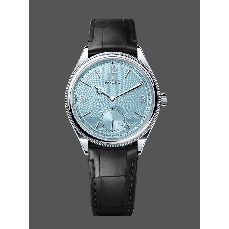 Rolex 1908 52506 Replica - IJsblauwe Wijzerplaat Geribbelde Lunette