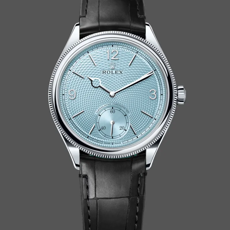 Rolex 1908 52506 Replica - IJsblauwe Wijzerplaat Geribbelde Lunette
