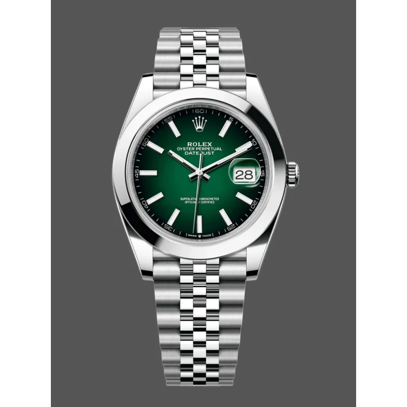 Rolex Datejust 126300 Wimbledon 126300 Replica - Groene Wijzerplaat Jubilee Armband
