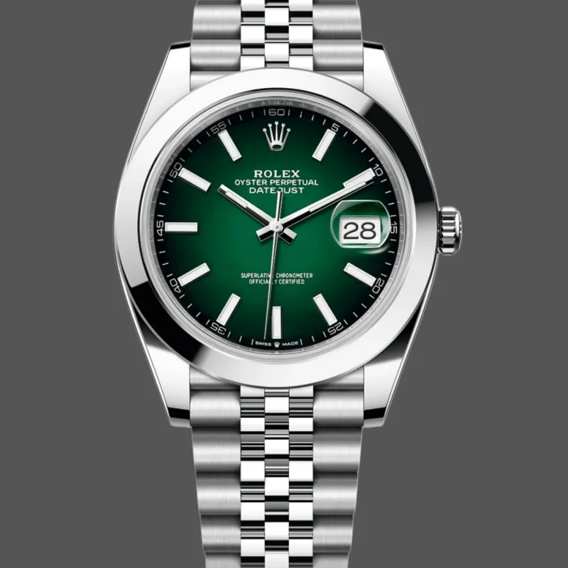 Rolex Datejust 126300 Wimbledon 126300 Replica - Groene Wijzerplaat Jubilee Armband