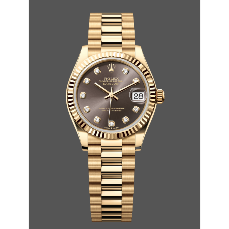 Rolex Datejust Dames 278278 Replica - Grijze Wijzerplaat Geribbelde Lunette