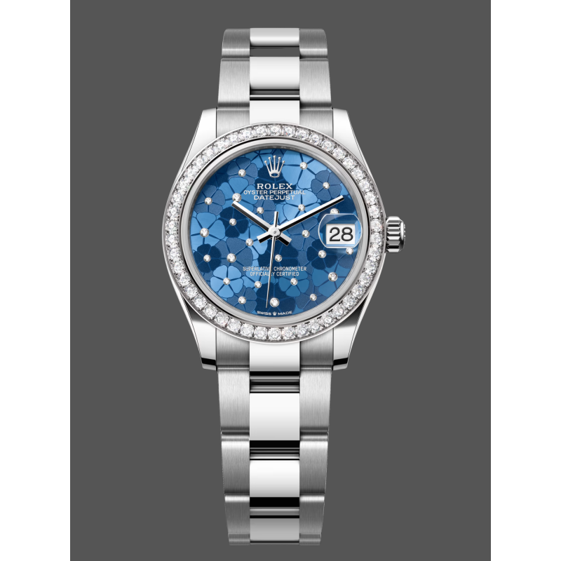 Rolex Datejust Dames 278384RBR Replica - Blauwe Wijzerplaat Diamanten Lunette