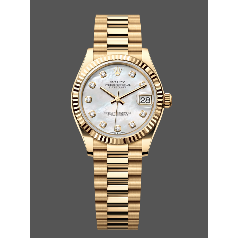 Rolex Datejust Dames 278278 Replica - Parelmoer Wijzerplaat Geribbelde Lunette