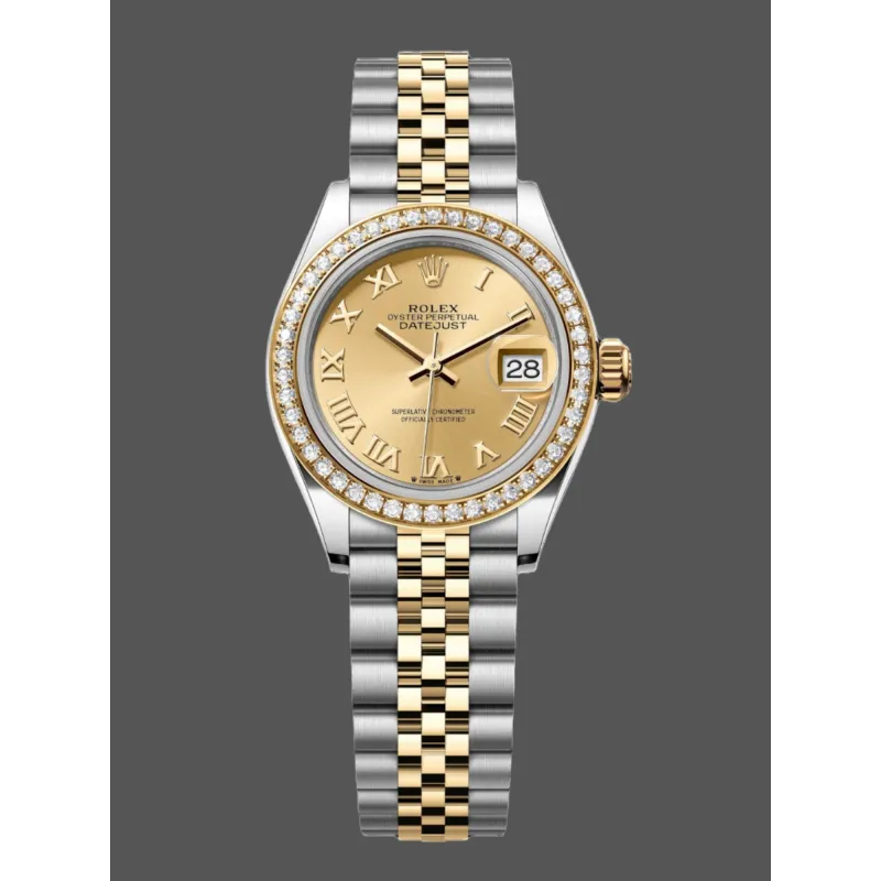 Rolex Datejust Dames 279383RBR Replica - Champagne Wijzerplaat Diamanten Lunette