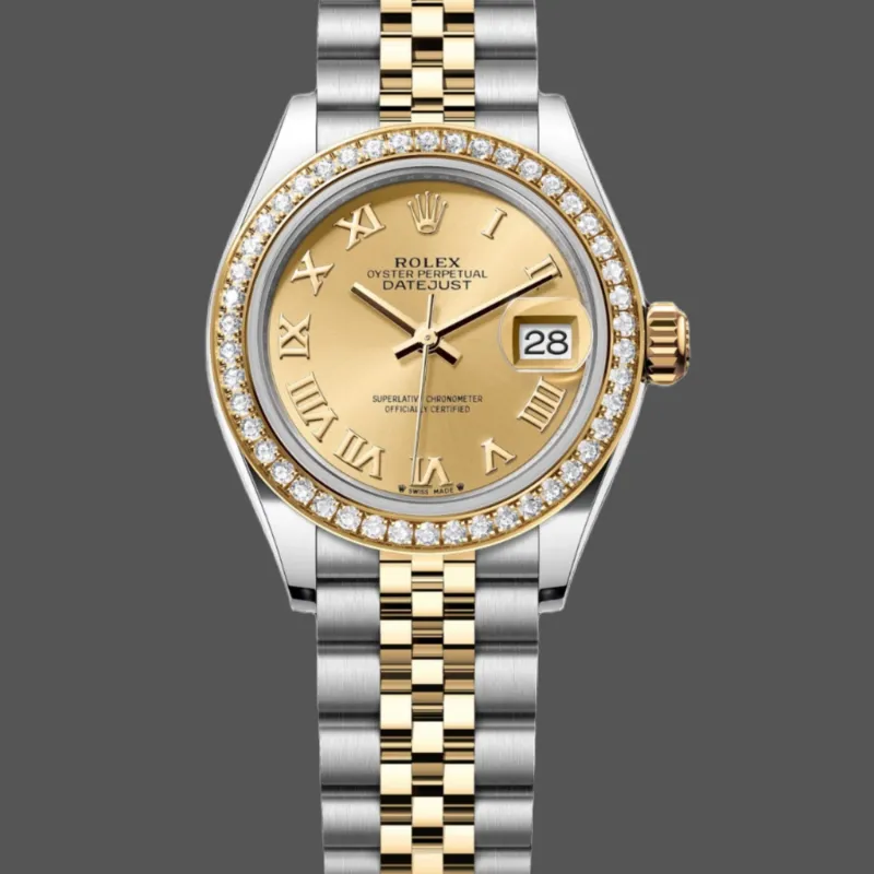 Rolex Datejust Dames 279383RBR Replica - Champagne Wijzerplaat Diamanten Lunette