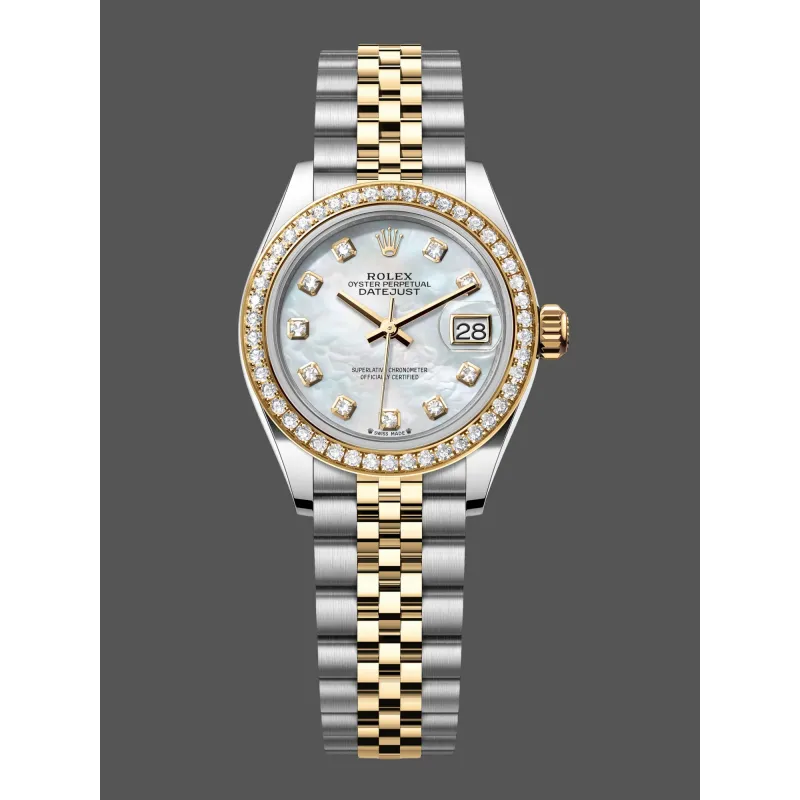 Rolex Datejust Dames 279383RBR Replica - Parelmoer Wijzerplaat Diamanten Lunette