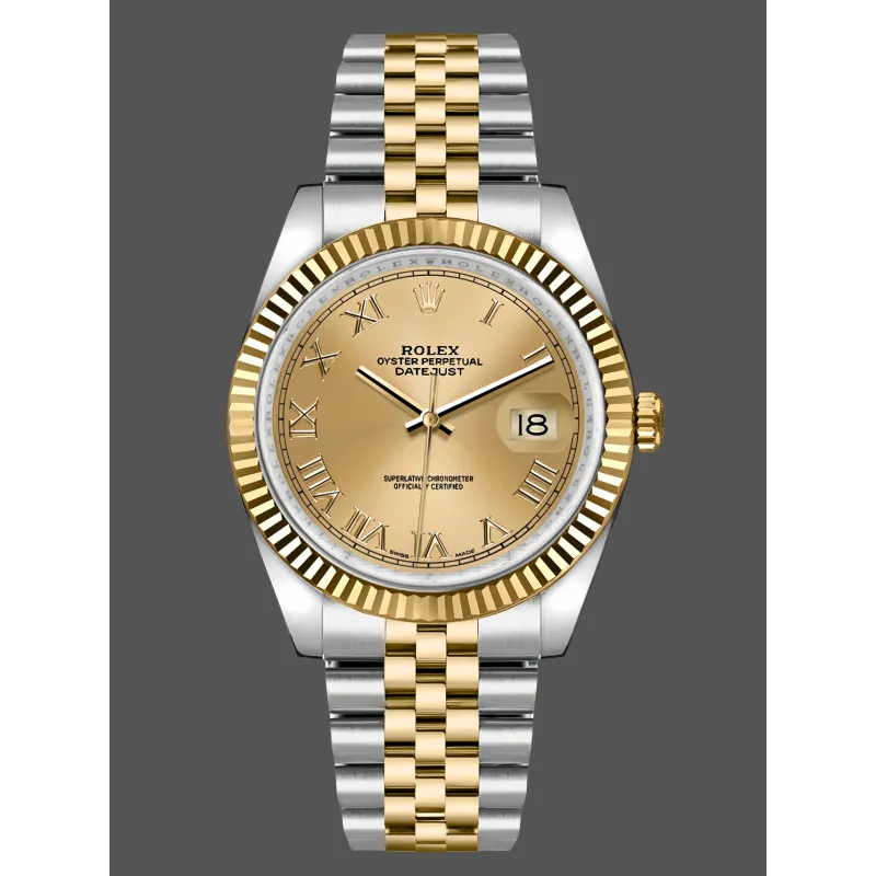 Rolex Datejust Uniseks 116233 0147 Replica - Champagne Wijzerplaat Geribbelde Lunette