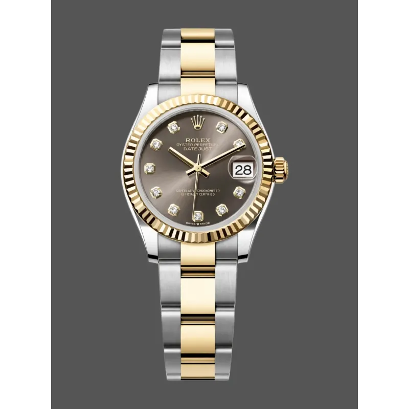 Rolex Datejust 31 Uniseks 278273 Replica - Grijze Wijzerplaat Geribbelde Lunette