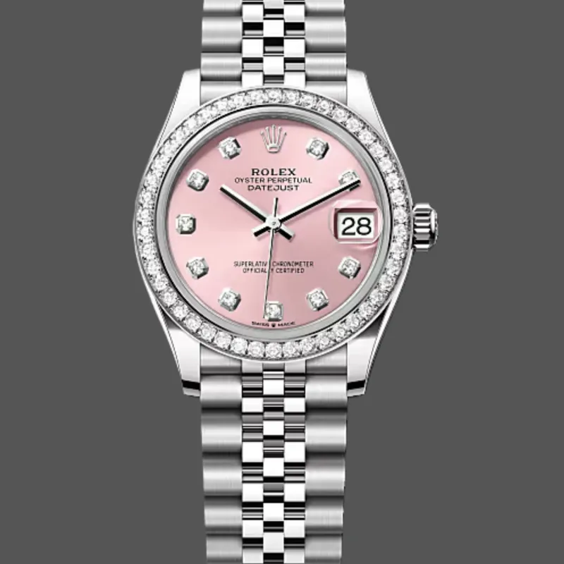 Rolex Datejust 31 Dames 278384RBR Replica - Roze Wijzerplaat Diamanten Lunette