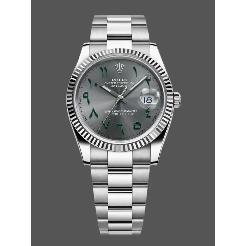 Rolex Datejust Uniseks 126234 Replica - Grijze Wijzerplaat Geribbelde Lunette