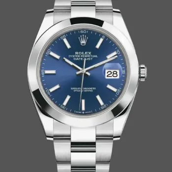 Rolex Datejust 126300 Replica - Blauwe Wijzerplaat Geribbelde Lunette