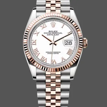 Rolex Datejust Dames 126231 Replica - Witte Wijzerplaat Geribbelde Lunette