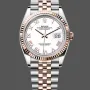 Rolex Datejust Dames 126231 Replica - Witte Wijzerplaat Geribbelde Lunette