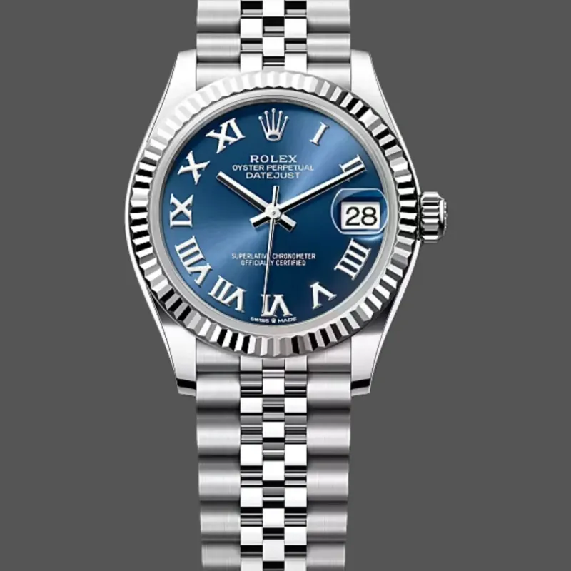 Rolex Datejust Uniseks 278274 Replica - Blauwe Wijzerplaat Geribbelde Lunette