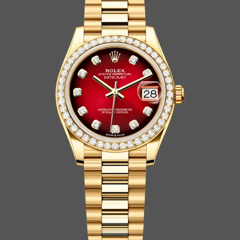 Rolex Datejust 31 Uniseks 278288RBR Replica - Rode Wijzerplaat Diamanten Lunette