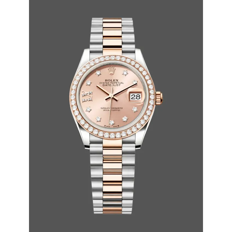 Rolex Lady-Datejust 28 Uniseks 279381RBR Replica - Roze Wijzerplaat Diamanten Lunette