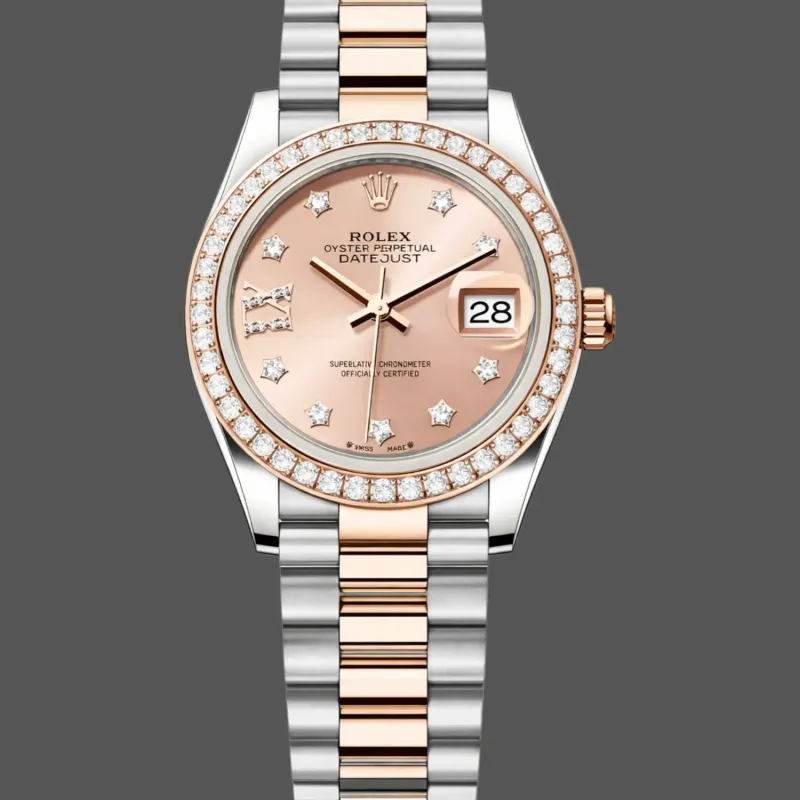 Rolex Lady-Datejust 28 Uniseks 279381RBR Replica - Roze Wijzerplaat Diamanten Lunette