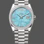 Rolex Day-Date 36 Uniseks 128349RBR Replica - Turquoise Wijzerplaat Diamanten Lunette