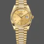 Rolex Day-Date 36 Uniseks 128238 Replica - Champagne Wijzerplaat Geribbelde Lunette