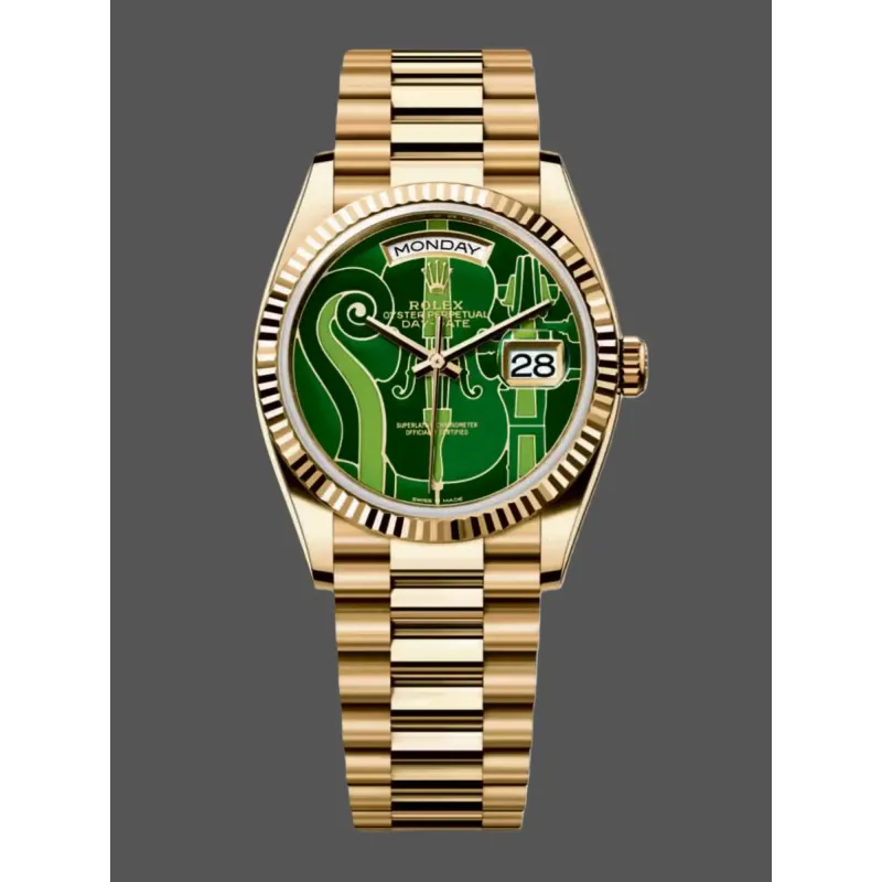 Rolex Day-Date 36 Vienna Philharmonic Uniseks 128238-VIO Replica - Groene Wijzerplaat