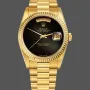 Rolex Day-Date 36 Uniseks 18038 Replica - Zwarte Wijzerplaat Geribbelde Lunette