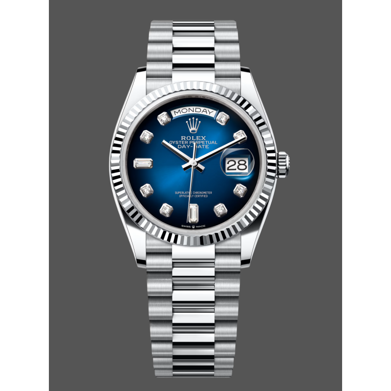 Rolex Day-Date Uniseks 128236 Replica - Blauwe Wijzerplaat Roestvrij Staal