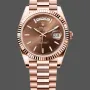 Rolex Day-Date 40 228235 Replica - Chocoladebruine Wijzerplaat Geribbelde Lunette