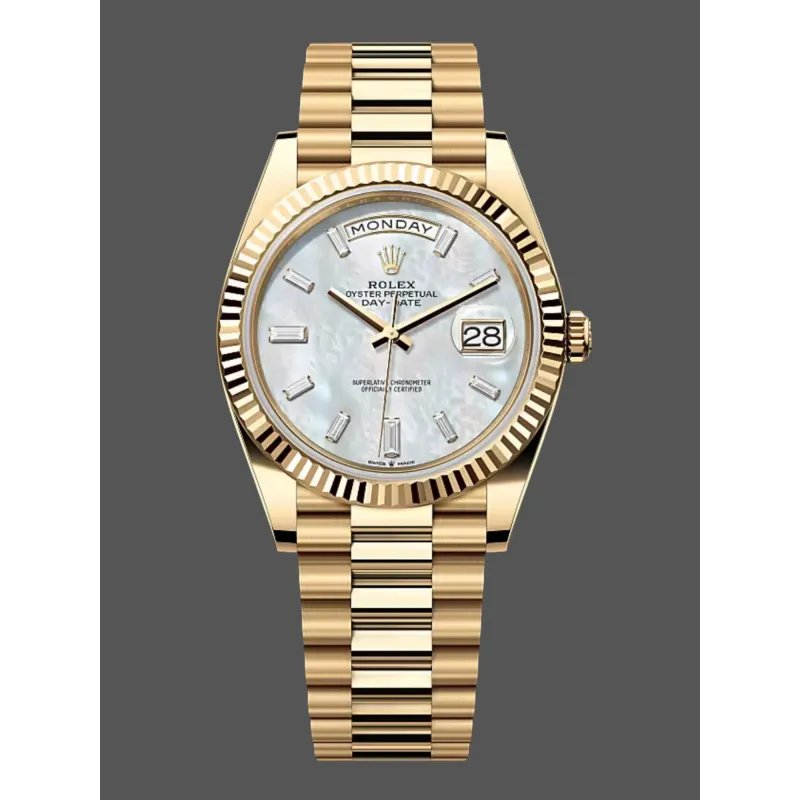 Rolex Day-Date 40 228238 Replica - Parelmoer Wijzerplaat Geribbelde Lunette