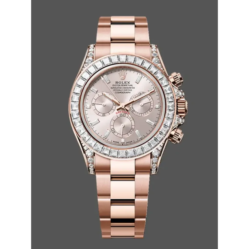 Rolex Cosmograph Daytona Uniseks 126595TBR Replica - Roze Wijzerplaat Diamanten Lunette