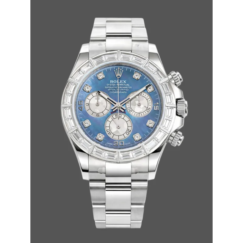 Rolex Cosmograph Daytona 116589 Replica - IJsblauwe Wijzerplaat Diamanten Lunette