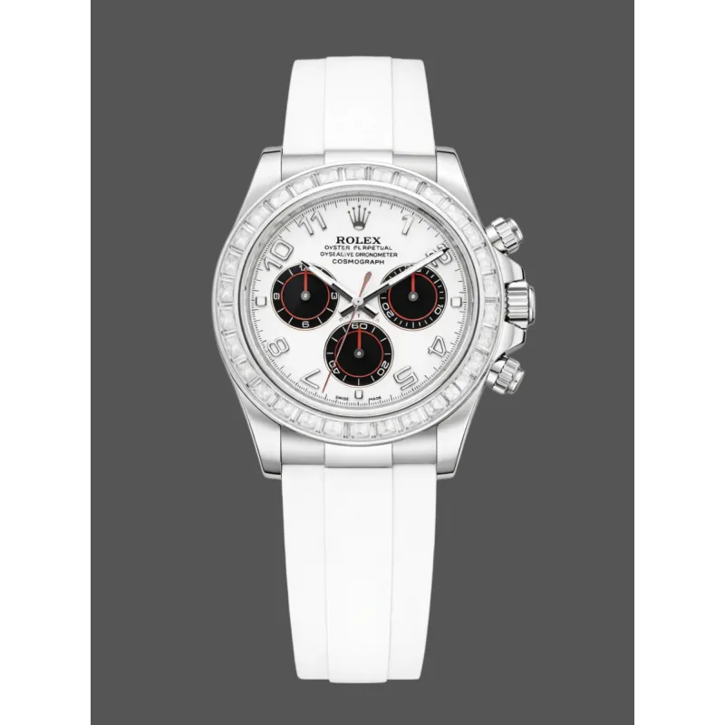 Rolex Cosmograph Daytona 116519 Replica - Witte Wijzerplaat Diamanten Lunette