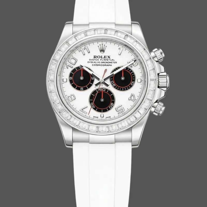 Rolex Cosmograph Daytona 116519 Replica - Witte Wijzerplaat Diamanten Lunette