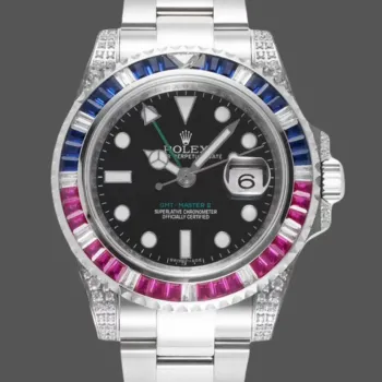 Rolex GMT-Master II Pepsi 126710BLRO Replica - Zwarte Wijzerplaat Diamanten Lunette