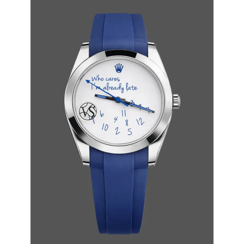 Rolex Milgauss "Who Cares I'm Already Late" Z-Blue 116400 Replica - Witte Wijzerplaat Rubberen Band