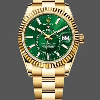 Rolex Sky-Dweller 336938 Replica - Groene Wijzerplaat Geribbelde Lunette
