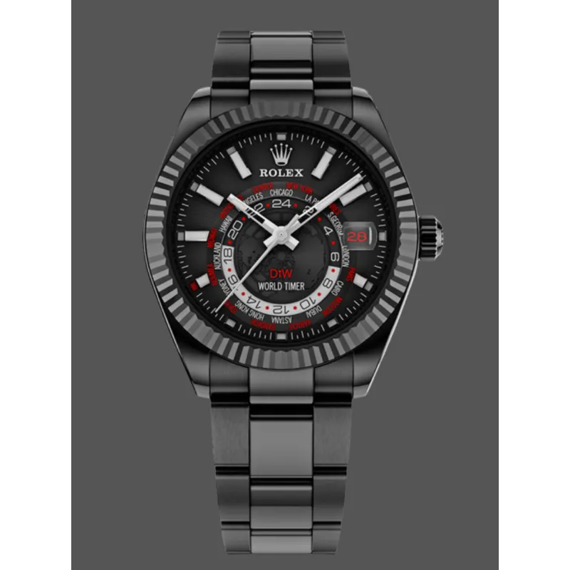 Rolex Sky-Dweller CUSTOMIZED Replica - Zwarte Wijzerplaat Roestvrij Staal