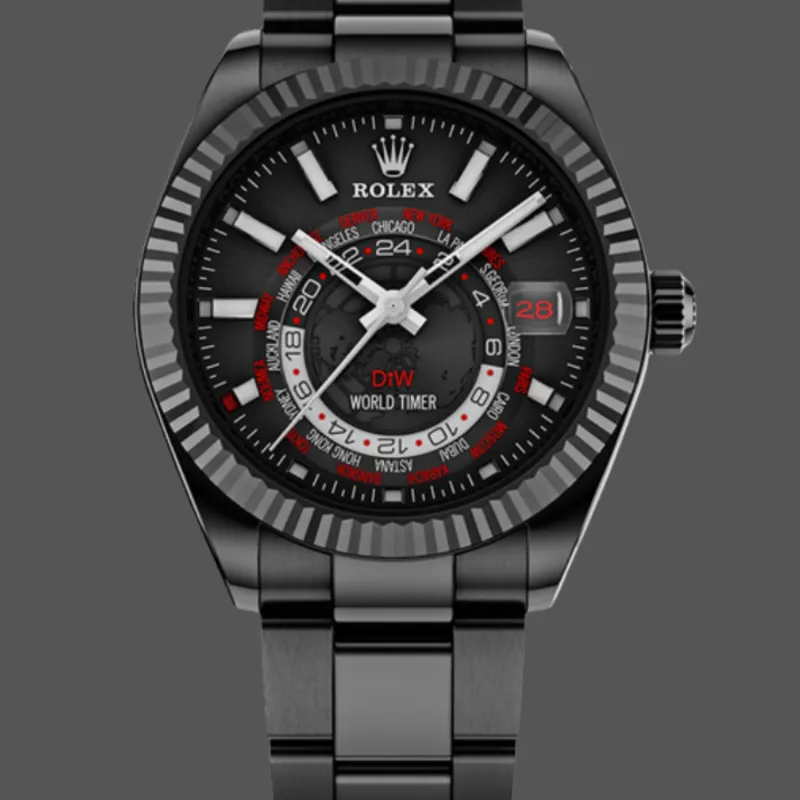 Rolex Sky-Dweller CUSTOMIZED Replica - Zwarte Wijzerplaat Roestvrij Staal
